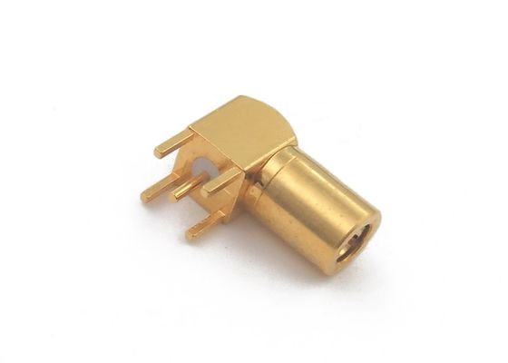 PCB Mount  RF Smb Right Angle Connector Gold Plated For RFID Reader