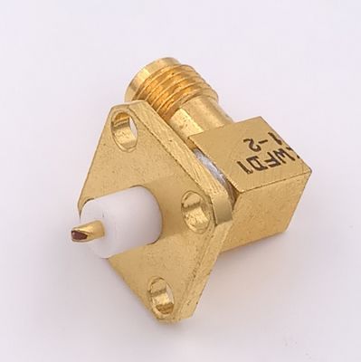 Female SMA Coaxial Connector Right Angle Sma Connector With 4 Holes Flange