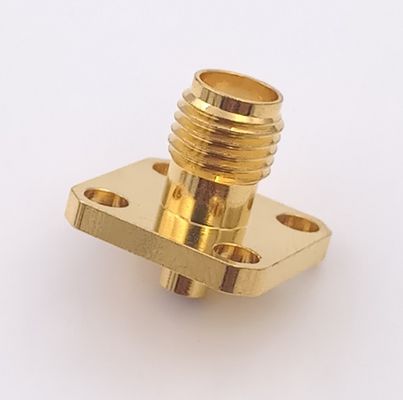 customized SMA Coaxial Connector SMA Jack Connector With 4 Holes Flange Panel Mounting