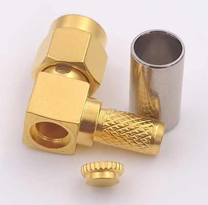Right Angle Sma Male Crimp Connector RG 58 Gold Plated Customized Size
